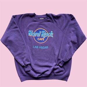 Vintage 90s Hard Rock Las Vegas Graphic Crewneck Purple XL